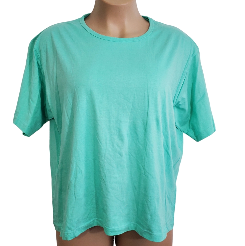 Niko's Sportsline Womens 100% Cotton Scoop Neck Light Green T-shirt ~ NWT